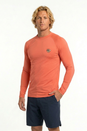 Slim Fit Erkek Surf Rashguard Mercan