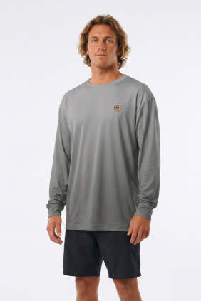 Uzun Kollu Bol Kesim Erkek Rashguard Gri