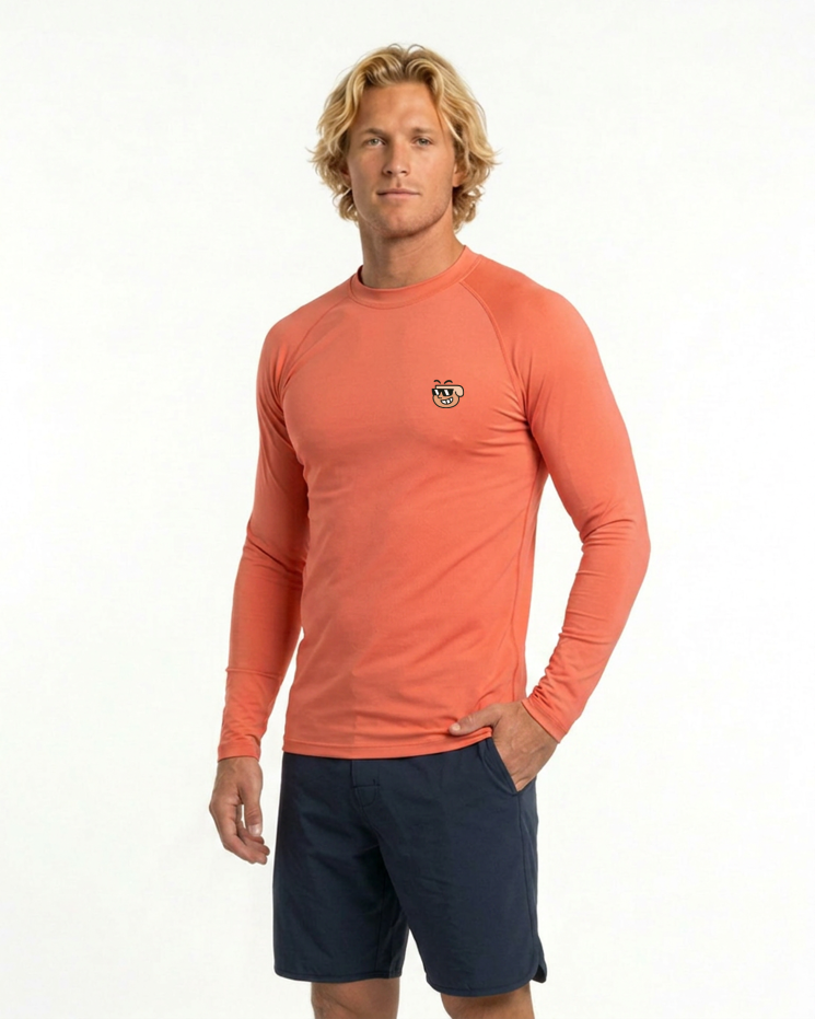Slim Fit Erkek Surf Rashguard Mercan