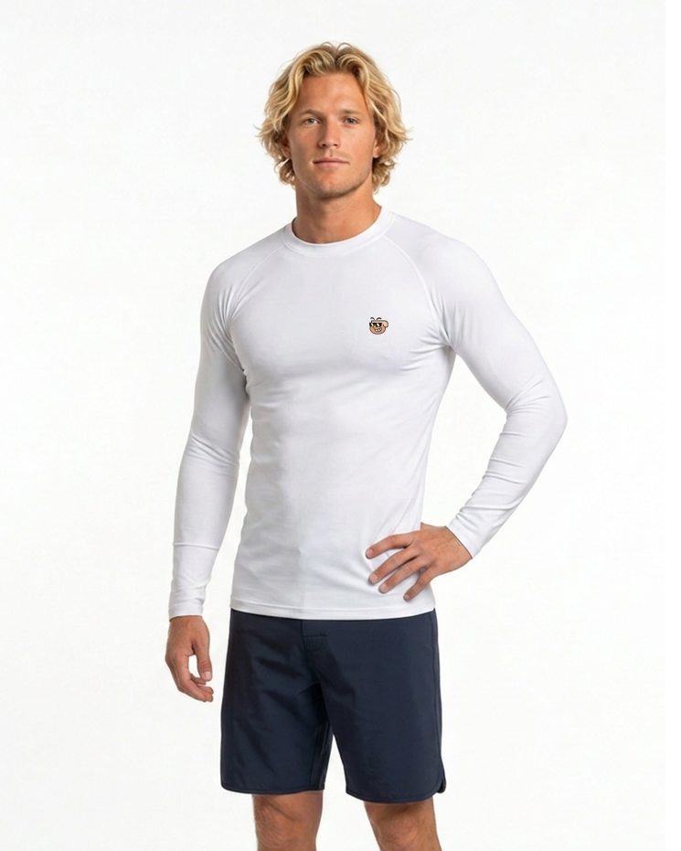 Slim Fit Surf Erkek Rashguard Beyaz
