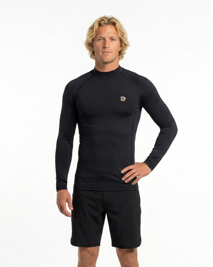 Slim Fit Erkek Surf Rashguard Siyah