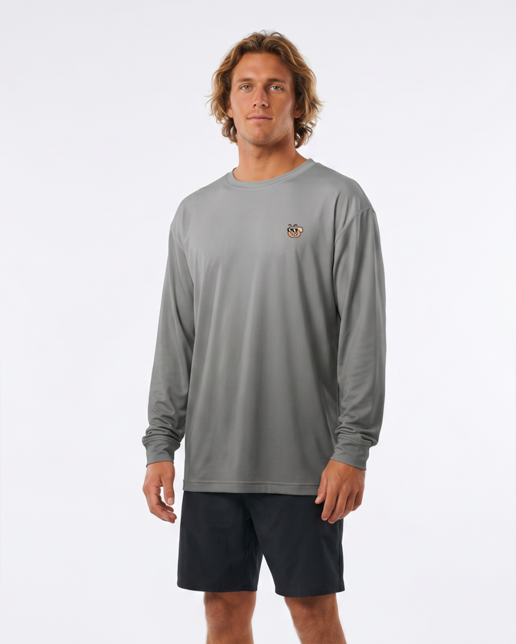 Uzun Kollu Bol Kesim Erkek Rashguard Gri